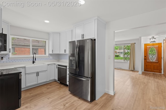 27677 Doreen St, Farmington Hills, MI 48336 - kitchen with stainless steel fridge with ice dispenser, dishwasher, a sink, tasteful backsplash, and recessed lighting
