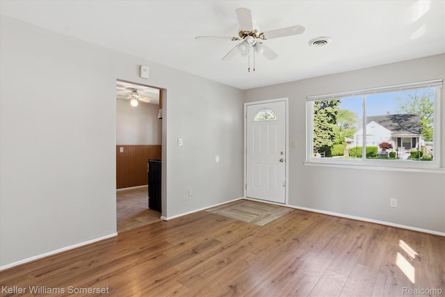 1623 Ethel Ave, Lincoln Park, MI 48146 - foyer with ceiling fan and wood finished floors