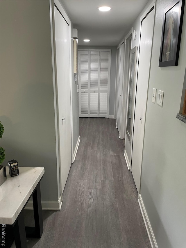 1808 Henbert, West Bloomfield, MI 48324 - hall with dark wood finished floors, baseboards, and recessed lighting