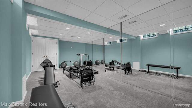 404 Shellbourne Dr, Rochester Hills, MI 48309 - gym with a drop ceiling, recessed lighting, and baseboards