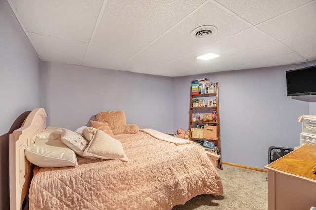 10210 Mizzen Ln, Pleasant Lake, MI 49272 - bedroom with light carpet, a drop ceiling, and baseboards