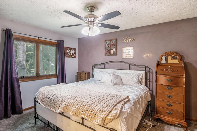 10210 Mizzen Ln, Pleasant Lake, MI 49272 - carpeted bedroom with a textured ceiling, baseboards, and ceiling fan