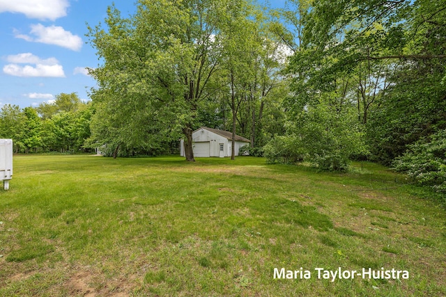 10130 64th Ave, Allendale, MI 49401 - view of grassy yard with an outdoor structure and a detached garage