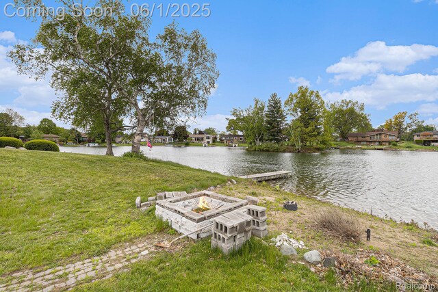 687 Sunnybeach Dr, White Lake, MI 48386 - water view featuring a fire pit