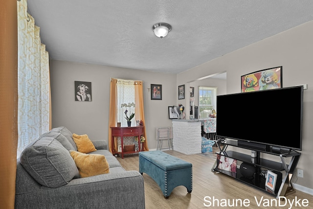 88 Violet St SW, Grand Rapids, MI 49548 - living area featuring wood finished floors, a textured ceiling, and baseboards