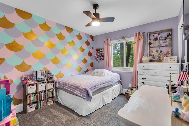 9275 M-50, Onsted, MI 49265 - carpeted bedroom with a ceiling fan, baseboards, and wallpapered walls