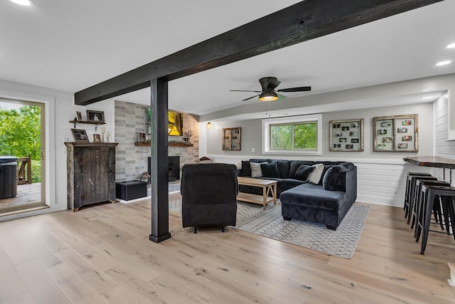 9275 M-50, Onsted, MI 49265 - living room with a ceiling fan, light wood-style floors, healthy amount of natural light, and recessed lighting