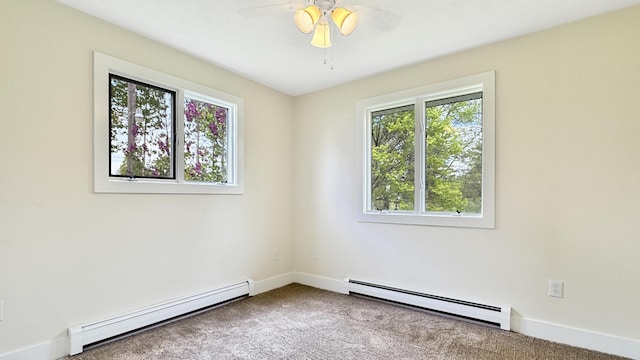 1972 W Cedar Dr, Mcbain, MI 49657 - empty room with baseboard heating, plenty of natural light, and carpet floors