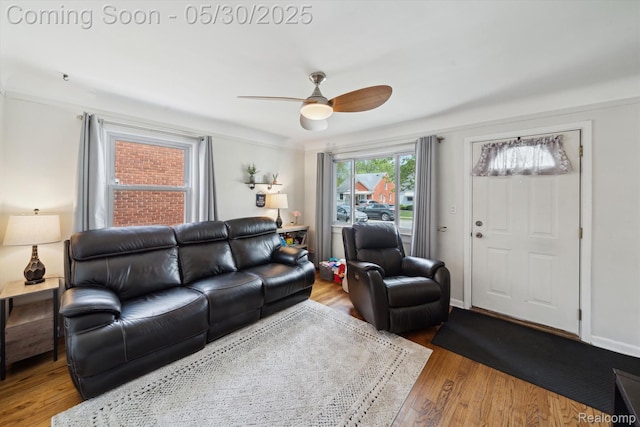 15645 Warwick Ave, Allen Park, MI 48101 - living room with wood finished floors and a ceiling fan