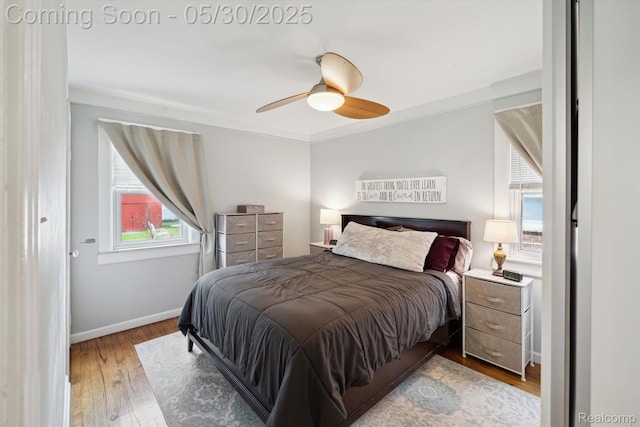 15645 Warwick Ave, Allen Park, MI 48101 - bedroom with wood finished floors, baseboards, a ceiling fan, and ornamental molding
