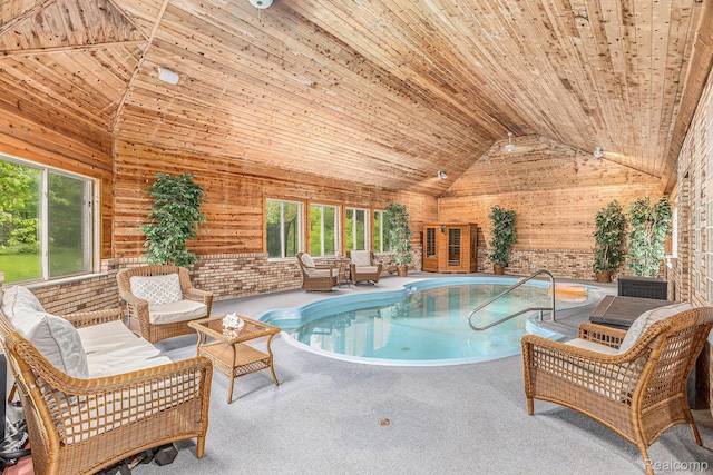 6140 Seymour Rd, Swartz Creek, MI 48473 - indoor pool featuring an outdoor hangout area and a patio