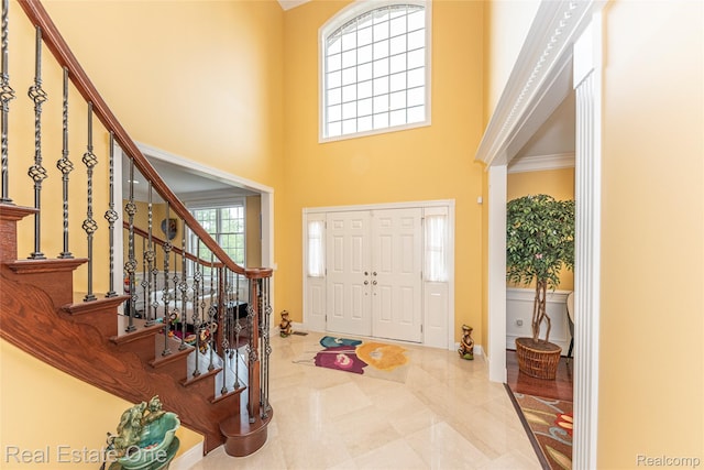 15390 Prestwick Cir, Northville, MI 48168 - foyer with stairway and a high ceiling