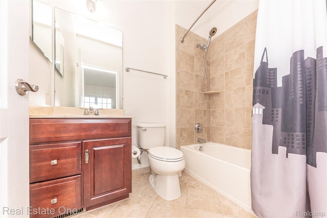 15390 Prestwick Cir, Northville, MI 48168 - bathroom with toilet, shower / tub combo with curtain, tile patterned flooring, and vanity