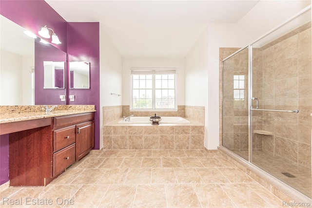 15390 Prestwick Cir, Northville, MI 48168 - bathroom featuring vanity, a bath, and a shower stall
