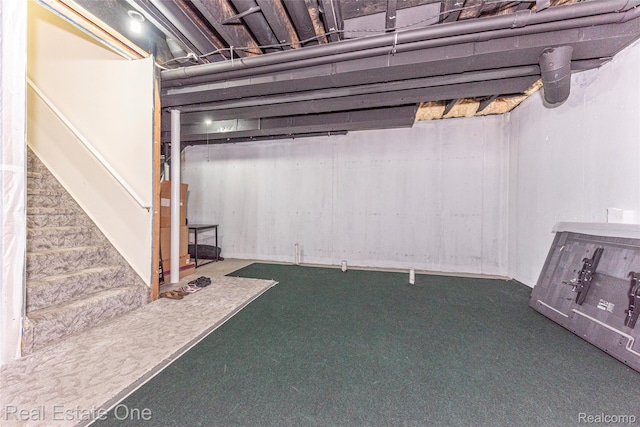 15390 Prestwick Cir, Northville, MI 48168 - unfinished basement with carpet and stairs