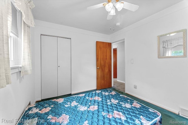 8424 Roosevelt St, Taylor, MI 48180 - carpeted bedroom featuring a closet, ceiling fan, and baseboards