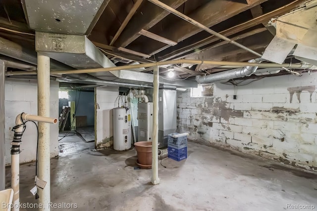 725 E Sherman St, Holly, MI 48442 - basement featuring electric water heater and heating unit