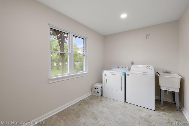 4573 Ranch Ln, Bloomfield Hills, MI 48302 - washroom featuring separate washer and dryer, baseboards, and recessed lighting