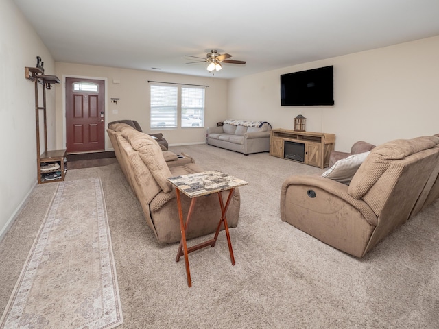 3247 Edling Dr, Kalamazoo, MI 49004 - carpeted living area featuring ceiling fan and baseboards