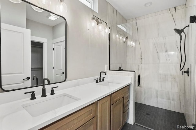 7195 Geraldine Cir, Swartz Creek, MI 48473 - full bathroom featuring a shower stall and double vanity