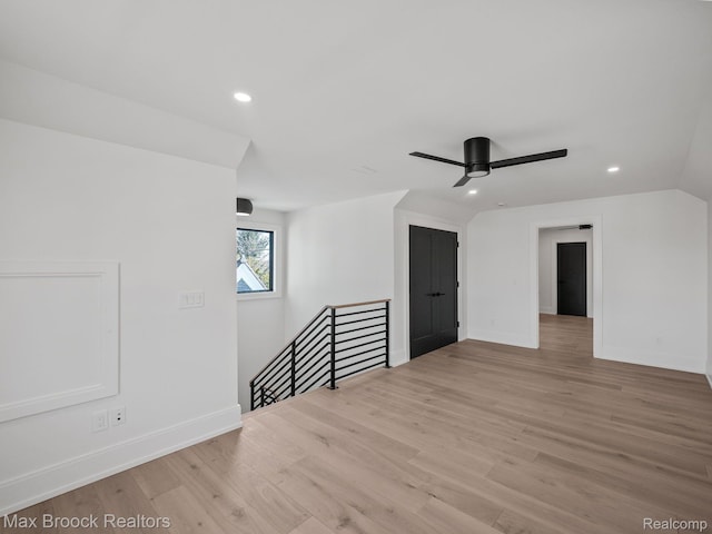 667 Oak Ave, Birmingham, MI 48009 - additional living space featuring recessed lighting, wood finished floors, baseboards, and ceiling fan