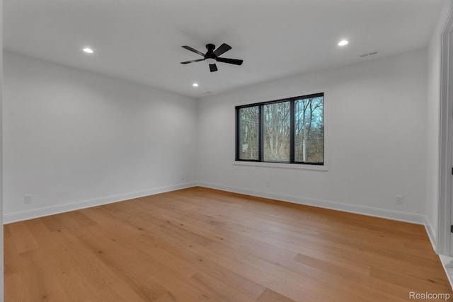 4627 Cimarron Dr, Bloomfield Hills, MI 48302 - unfurnished room with a ceiling fan, light wood-type flooring, recessed lighting, and baseboards