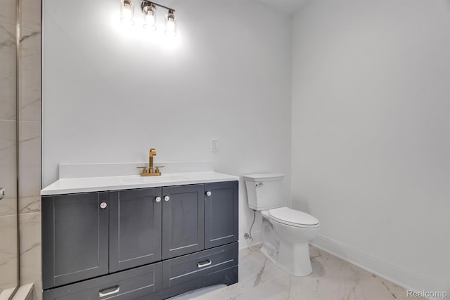 4627 Cimarron Dr, Bloomfield Hills, MI 48302 - full bath featuring marble look tile flooring, toilet, vanity, and baseboards