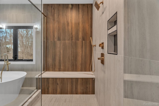 4627 Cimarron Dr, Bloomfield Hills, MI 48302 - full bathroom with a soaking tub and a shower