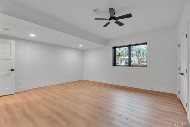 4627 Cimarron Dr, Bloomfield Hills, MI 48302 - unfurnished room with light wood finished floors, a ceiling fan, baseboards, and recessed lighting