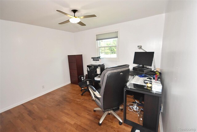 1150 E Hill Rd, Grand Blanc, MI 48439 - office featuring wood finished floors and a ceiling fan