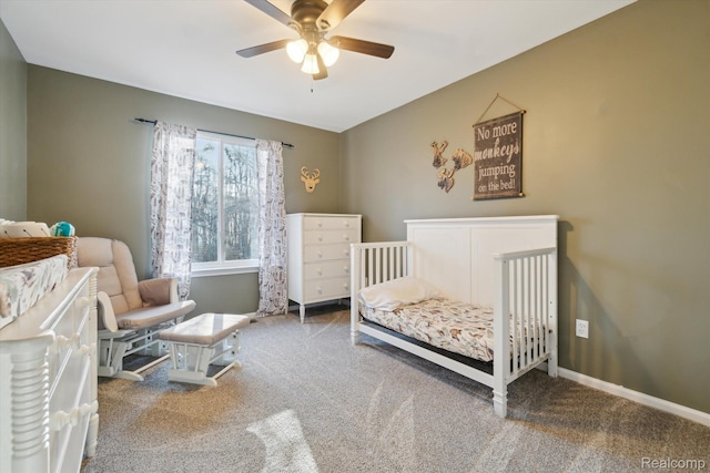 177 Summer Shade Dr, Howell, MI 48843 - bedroom with carpet floors, a nursery area, and a ceiling fan