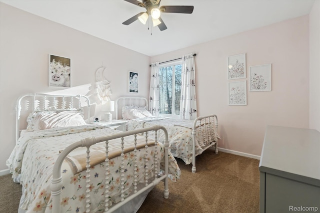 177 Summer Shade Dr, Howell, MI 48843 - carpeted bedroom with baseboards and ceiling fan