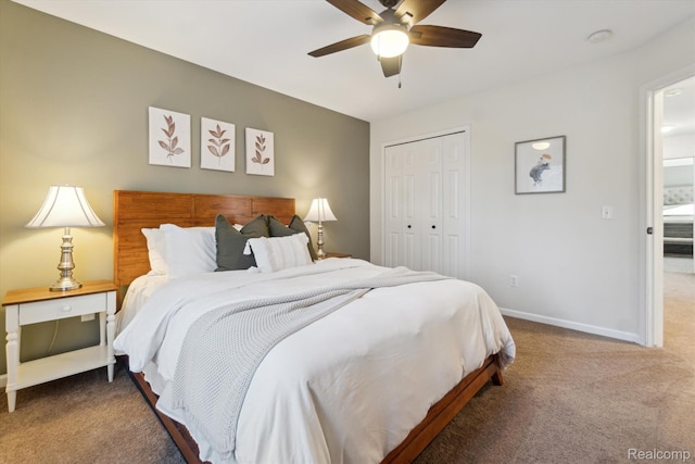 177 Summer Shade Dr, Howell, MI 48843 - bedroom featuring carpet, a closet, ceiling fan, and baseboards
