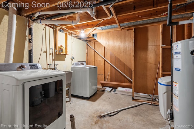 569 Lyon Blvd, South Lyon, MI 48178 - unfinished below grade area with gas water heater and independent washer and dryer