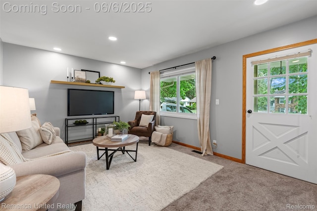 569 Lyon Blvd, South Lyon, MI 48178 - carpeted living room with recessed lighting and baseboards