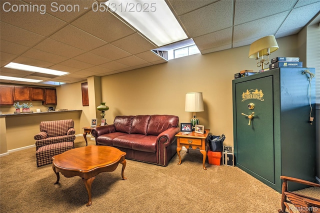 28329 Cottage Ln, New Hudson, MI 48165 - carpeted living room with a paneled ceiling