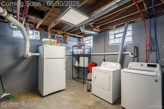117 W Northrup St, Lansing, MI 48911 - basement featuring freestanding refrigerator, independent washer and dryer, and healthy amount of natural light