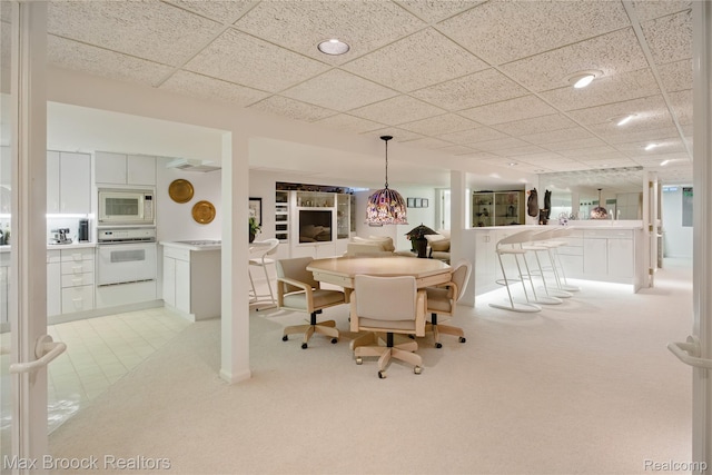 1816 Ledbury Dr, Bloomfield Hills, MI 48304 - dining room featuring light colored carpet and a paneled ceiling
