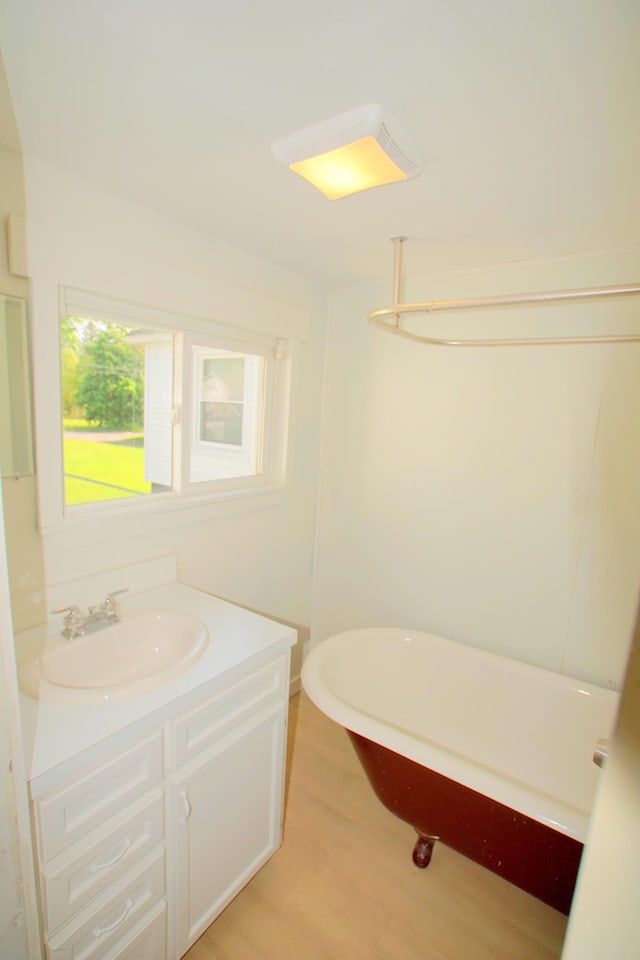 428 Catherine Ave, Muskegon, MI 49442 - bathroom with vanity, wood finished floors, and a soaking tub