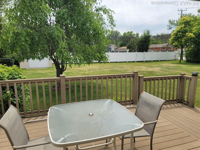 29751 Balmoral St, Garden City, MI 48135 - deck featuring a lawn and an outbuilding