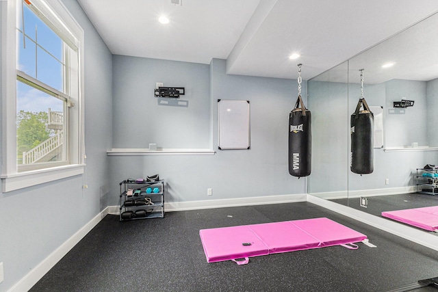 1506 Providence Cove Ct, Byron Center, MI 49315 - workout room with baseboards and recessed lighting