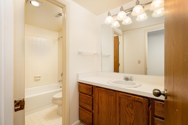 2125208 Nature Cove Ct, Ann Arbor, MI 48104 - full bath featuring toilet, vanity, shower / bathtub combination, and tile patterned flooring