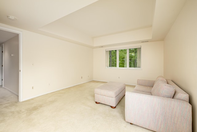 2125208 Nature Cove Ct, Ann Arbor, MI 48104 - carpeted living area featuring a raised ceiling and baseboards