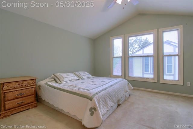 1468 N Morton Taylor Rd, Canton, MI 48187 - bedroom with lofted ceiling, light carpet, ceiling fan, and baseboards