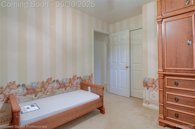 1468 N Morton Taylor Rd, Canton, MI 48187 - bedroom featuring light colored carpet and wallpapered walls