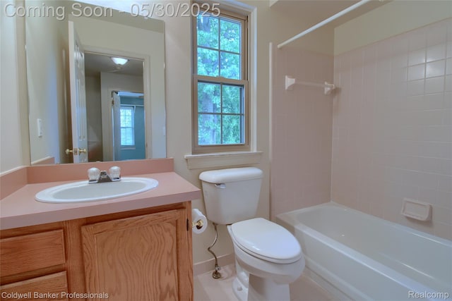 1468 N Morton Taylor Rd, Canton, MI 48187 - full bath with toilet, vanity, washtub / shower combination, and baseboards