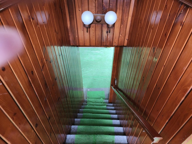 907 Russell St, Kalamazoo, MI 49001 - stairs featuring wood walls