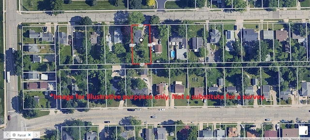 566 Davis St, Ypsilanti, MI 48198 - aerial view of property's location with property parcel outlined