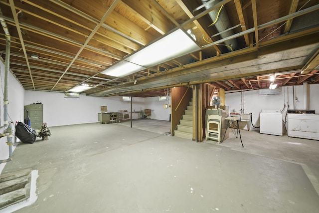2074 Campbell Dr, Jackson, MI 49202 - unfinished below grade area with stairs and washing machine and dryer