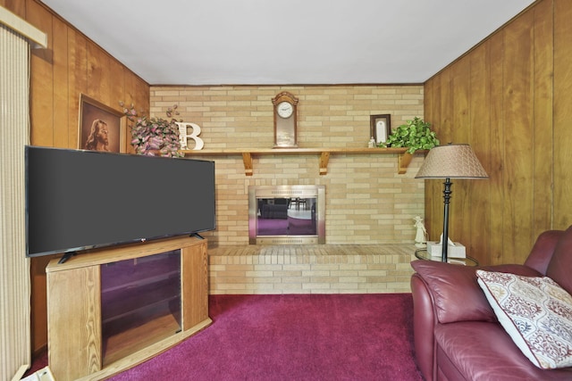2074 Campbell Dr, Jackson, MI 49202 - living area with wood walls and carpet floors